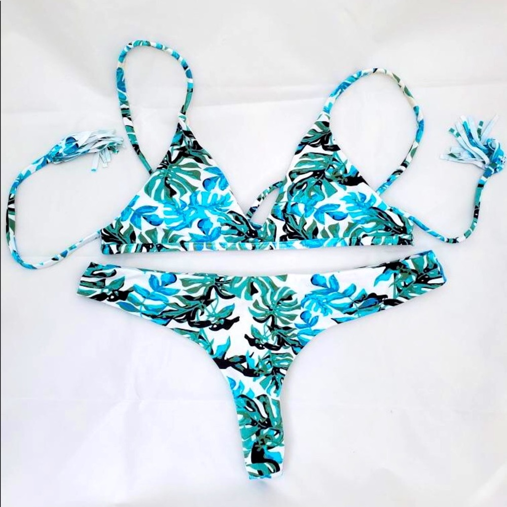 RUM+WANDER Palm Print Triangle top~Brazilian btm